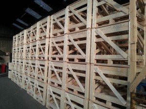 slatted timber crates
